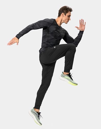 Men's Athletic Sweatpants with Zipper Pockets - Medium Black