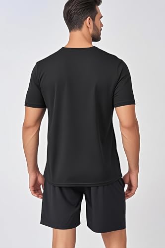 Yafanqi 7-Pack Men's Quick Dry Athletic T-Shirts - Black, Wine, Gray, Navy, Olive, Khaki, Blue, Large