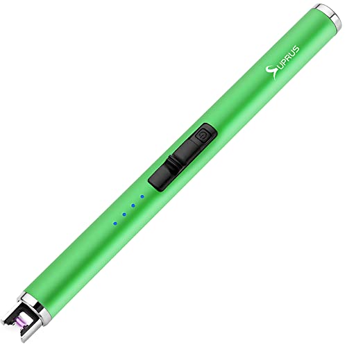 Glow-in-the-Dark USB Lighter - Rechargeable Windproof for BBQ & Candle - Green