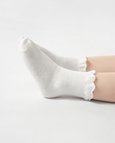Toddler Girls Ruffle Socks - Cotton Frilly Dress Socks 2-4T