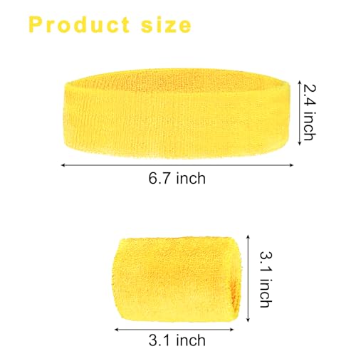 Sweatband Set - 1 Headband & 2 Wristbands - Yellow