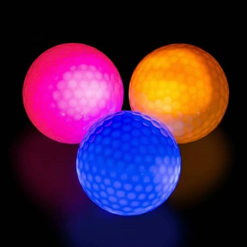 Glow in The Dark Golf Balls 3 Pack - Light Up LED Night Golf Set for Men Kids Women