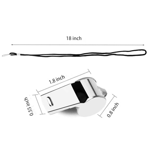 6-Pack Stainless Steel Whistles with Lanyards - Loud Sports & Safety Whistle