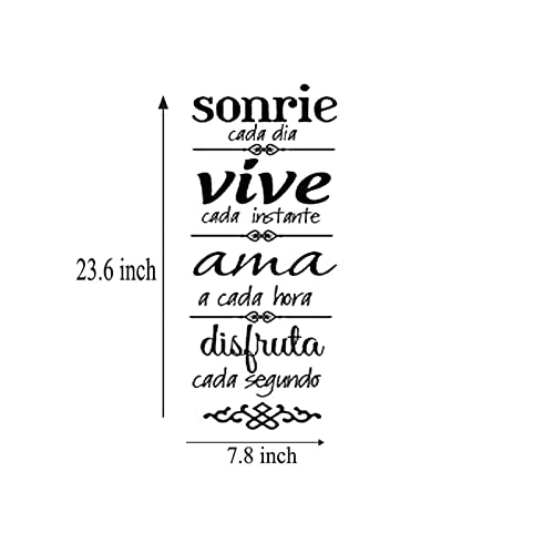 Sonrie Vive AMA Wall Decal Home Decor Spanish Family Rules Decals Art Sticker (23.6''x7.8'')