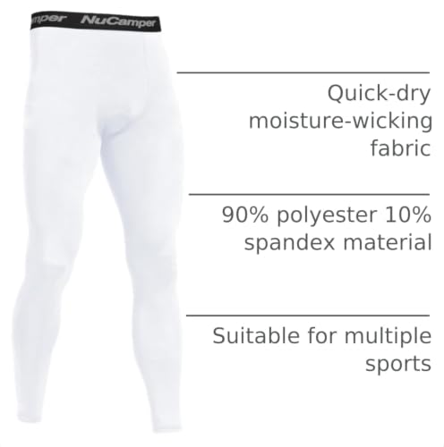 Men's Compression Pants - Cool Dry Breathable Leggings - White, Small