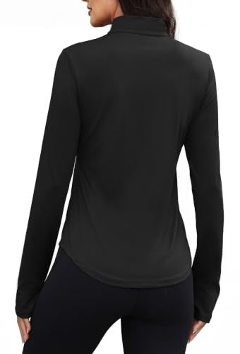 Alaroo Women's 1/4 Zip Long Sleeve Fishing & Workout Shirt XL Black