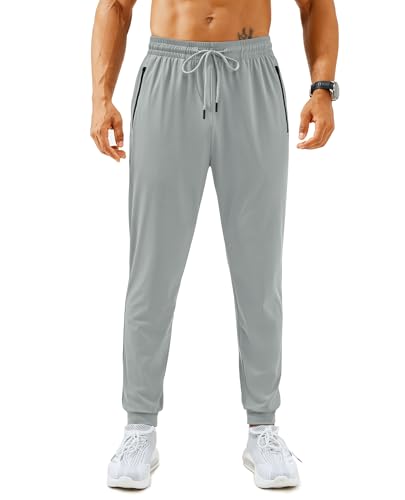 FOGFIRE Men's Lightweight Grey Sweatpants with Zipper Pockets - 3X-Large Athletic Joggers for Workout & Running