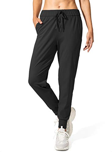 Women's Joggers with Pockets and Drawstring - Medium Black