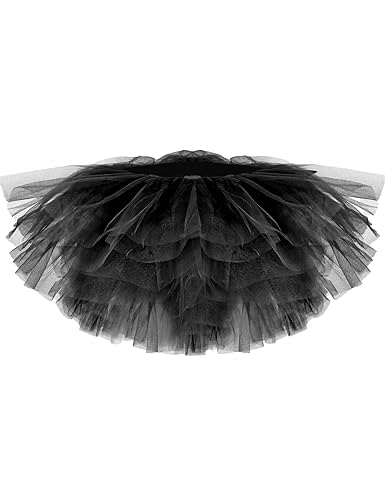 5-Layer Tulle Tutu Skirt for Women - One Size Black
