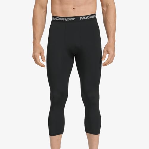 Men's 3/4 Compression Running Pants - Quick Dry - Small/Black