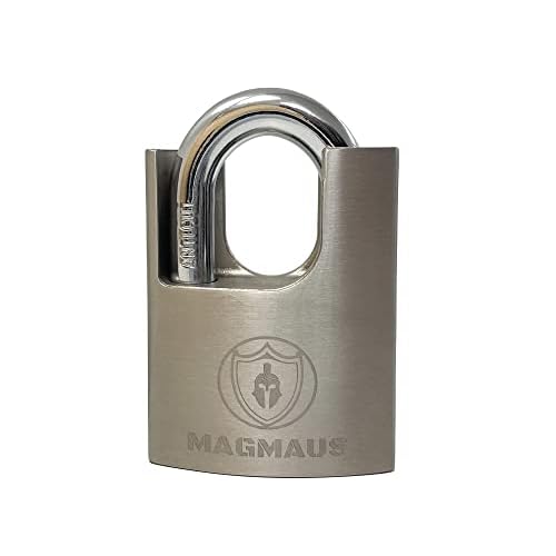 Magmaus¢ç SDL/50 [Closed Shackle] Heavy Duty Lock with 3 Keys - [Stainless Steel] Weatherproof Padlock for Outdoor Use - Ideal for Storage Unit, Shipping Container, Gate