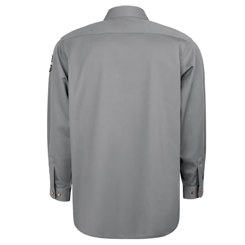 Men's 7.5oz FR Shirts, 100% C Flame Resistant Welding Jacket, Fire Retardant Clothing, Durable Accessories, Meets NFPA2112, Grey-ZRND L