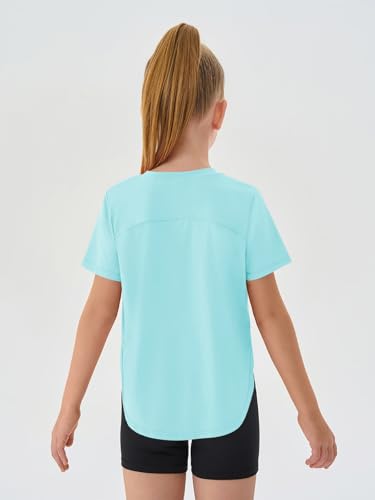 Girls Athletic Shirt - Short Sleeve, Size 9-10 Years, Turquoise
