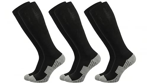 Baseball Socks - 3 Pairs for Kids & Adults - Small/Black