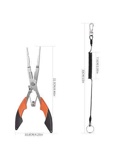 Stainless Steel Fishing Pliers with Hook Remover - Orange