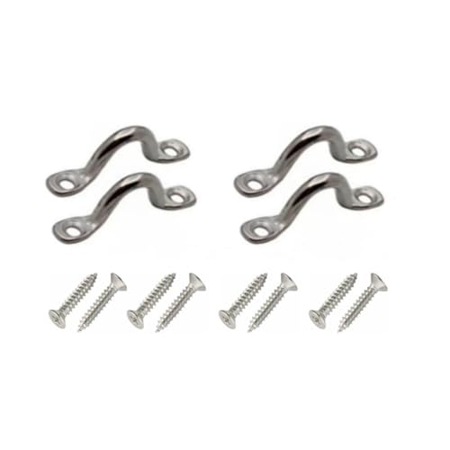 Stainless Steel Pad Eye Straps - 10 Pcs with Screws, 53mm Length