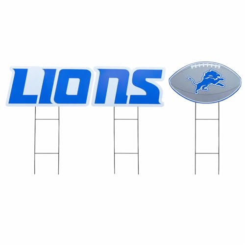 Detroit Lions NFL Wordmark & Football Yard Sign Set - 3 Pack