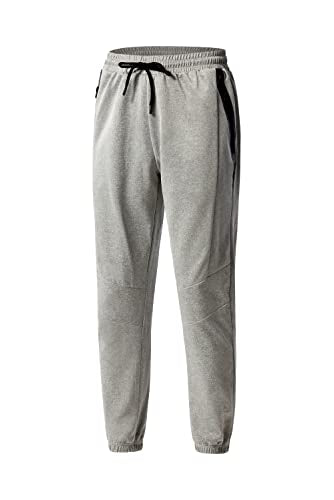 URBEX Men's Grey XL Zipper Pocket Jogger Sweatpants for Gym & Workout