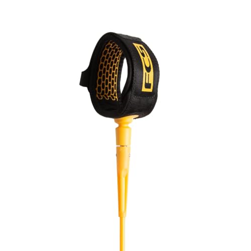 FCS All Round Essential Surf Leash 8' Mango - Lightweight Durable Wave Leash with Silicone Grip & Easy-Release Tab