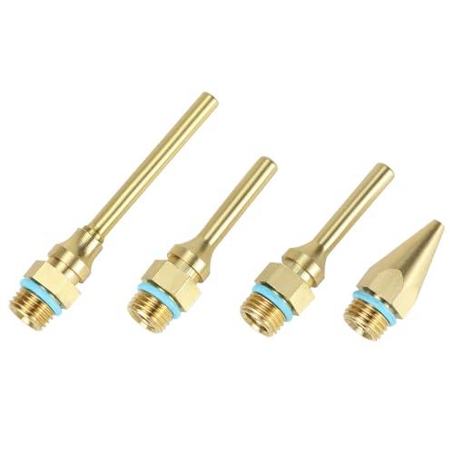 QWORK 4Pcs Pure Copper Glue Gun Nozzle Set - Glue Gun Nozzle Assortment Set, Gluegun Tips Replacement for Hot Melting Glue Guns Bore, 2.0x(34/50/70/100mm)+3.0x50mm