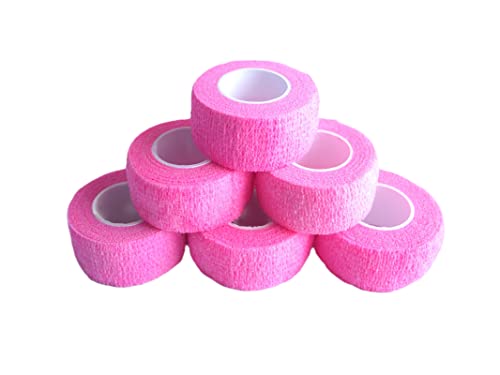 Self-Adhesive Bandage Wrap - 1" x 5 Yards, Pink - 6 Pack