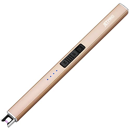 Electric Arc Lighter - Windproof USB Rechargeable with Safety Lock - Gold