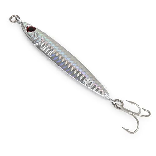40g Silver Casting Jig with Treble Hook - Sea Bass, Fluke, Porgy - 1 Pack