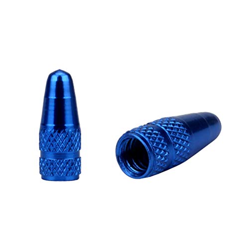 Aluminum Presta Bicycle Valve Caps - 6pcs Set, Blue