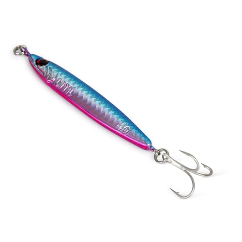 40g Casting Jig - Super Sharp Treble Hook, Pink & Blue