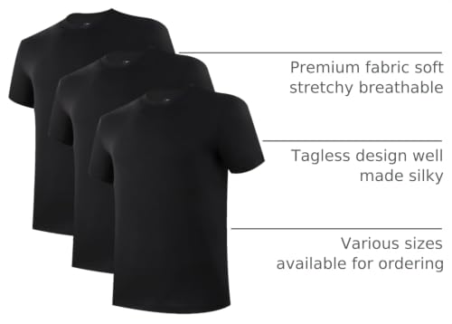 BAMBOO COOL Men's Moisture-Wicking Undershirts Pack - Large, Black, Crewneck, 3 Pack