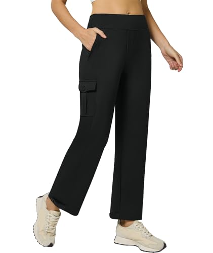 Casei Women's Cargo Pants Wide Leg High Waist Casual Trousers with Pockets