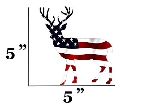 5x5 Inch Deer Hunter Buck Decal - USA Flag Vinyl Sticker