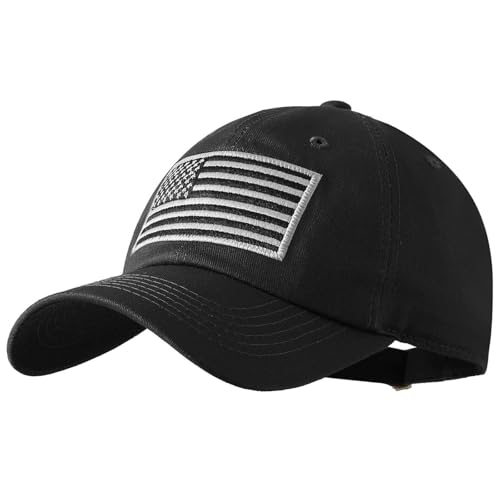 Adjustable American Flag Baseball Cap - Black Patriotic Hat