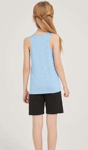 Quick Dry Tank Tops for Kids - Moisture Wicking Sleeveless Shirt - Light Blue, 7-8 Years