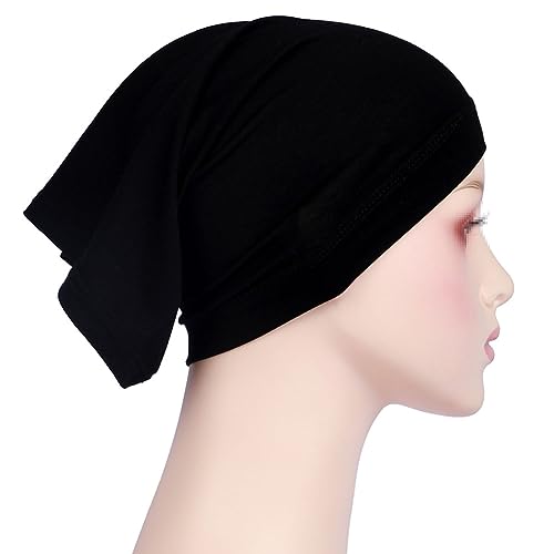 2 Pcs Women Solid Color Hijab Undercaps - White