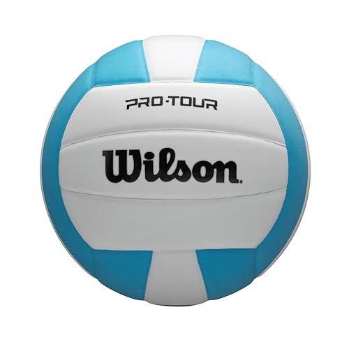 Wilson Pro Tour Indoor Volleyball Teal/White - Official Size & Weight, Durable Synthetic Leather