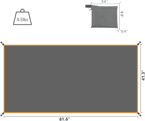Portable Waterproof Camping Tarp - Gray 41.3" x 83"