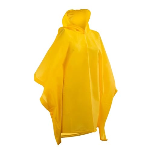 Lightweight Hooded Packable Rain Poncho with Side Snaps - Yellow