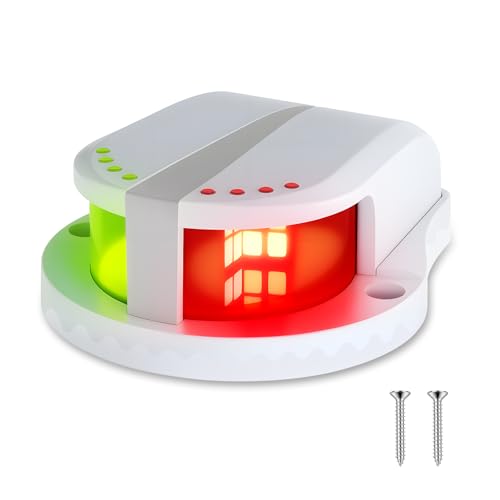 QLOOASEA White Marine Navigation Lights LED Waterproof 12V Bi-Color Bow Light for Boats