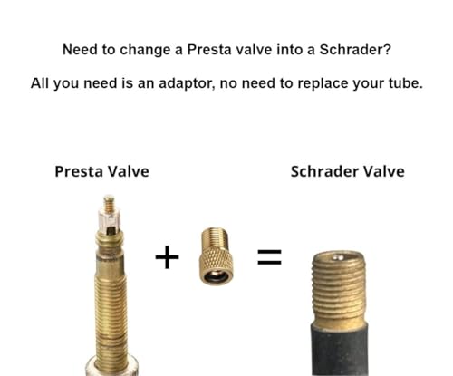 Presta to Schrader Valve Adapter Set - 5 Adapters + 10 Caps