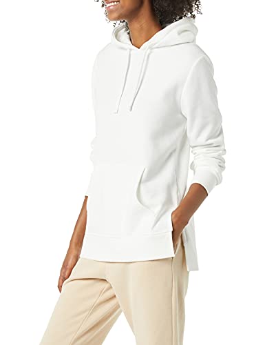 Women's White Fleece Hooded Tunic Sweatshirt - Large Size, Amazon Essentials