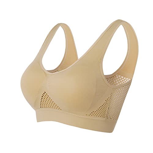 High Support Breathable Wireless Sports Bra for Women - 3X-Large Beige