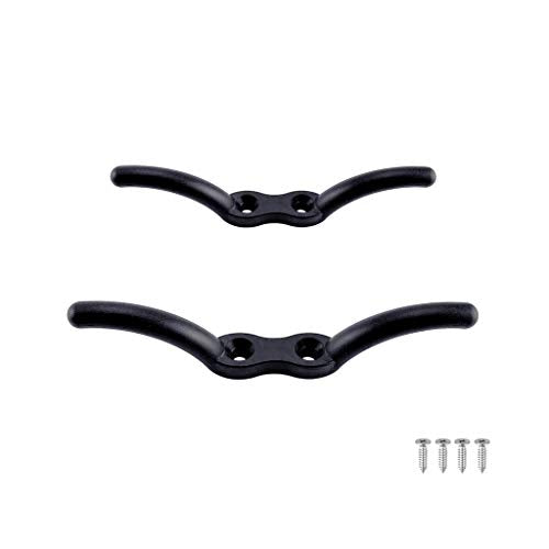 6" Nylon Black Rope Cleat - Marine Grade, 2 Pcs