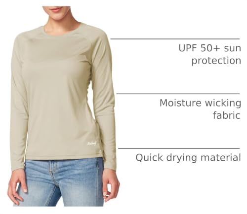 Baleaf Women's UPF 50+ Sun Shirt Long Sleeve Quick Dry A01-Oatmeal (Large)