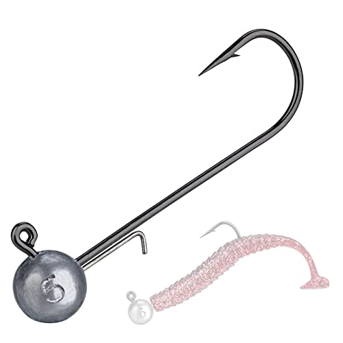 THKFISH 1/6oz Ball Jig Heads with Bait Holder - 10 Pcs