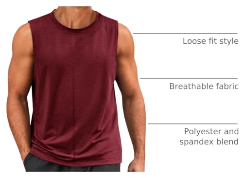 Men's Sleeveless Workout Tank Top - Burgundy, Large