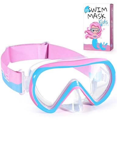 Supertrip Kids Swim Goggles with Nose Cover (A-PinkBlue) 6-14 Years