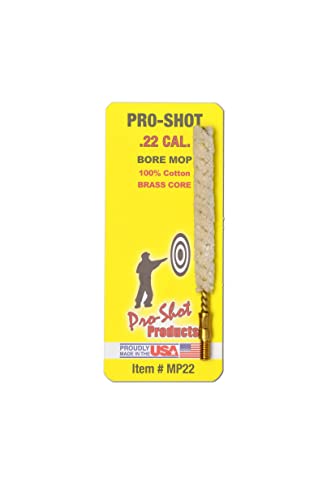 .22 Caliber Cotton Bore Mop with Brass Core for Firearm Cleaning
