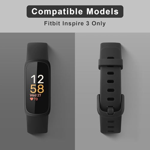 Silicone Sport Bands for Fitbit Inspire 3 - 2-Pack Black