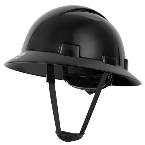 HDPE Full Brim Hard Hat, Construction Safety Helmet with Vented Holes, 6 Point Adjustable Ratchet Suspension, ?Meets ANSI/ISEA Z89.1